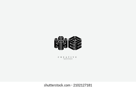 Alphabet letters Initial Monogram logo HE H E
