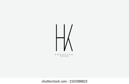 Letras alfabéticas Iniciales Logotipo Monograma HK KH H K