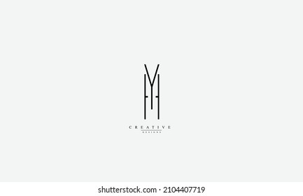 Letras alfabéticas Iniciales logotipo de monograma HY YH H Y