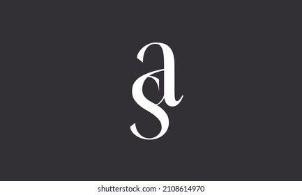 Letras alfabéticas Iniciales Monograma SA, AS, S y A