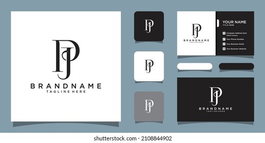 Alphabet letters Initials Monogram logo PJ or JP, with business card design template