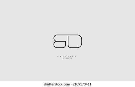 Letras alfabéticas Iniciales Monograma BD DB B D