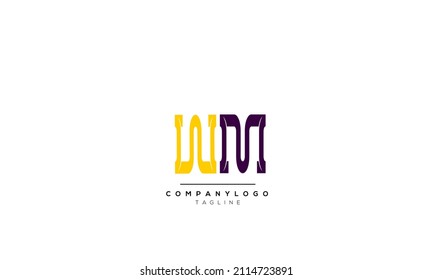 Letras alfabéticas Iniciales Logo Monograma WM, WM INITIAL, carta WM