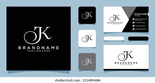 Alphabet letters Initials Monogram logo JK or KJ, with business card design