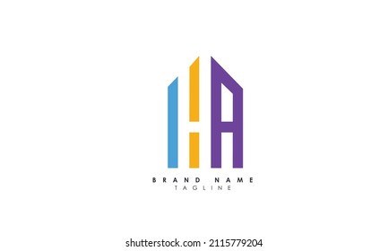 Alphabet letters Initials Monogram logo HA, AH, H and A