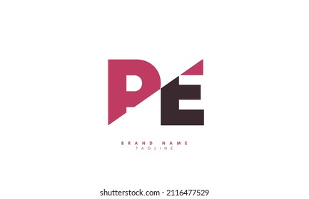 Alphabet letters Initials Monogram logo PE, EP, P and E