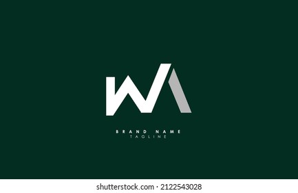 Letras alfabéticas Iniciales logotipo de monograma WA, AW, W y A
