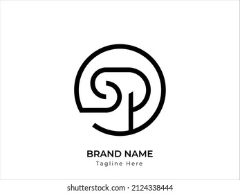 Letras alfabéticas Iniciales Monograma SP, PS, P y S. Concepto de icono de logotipo de diseño de carta SP. Ilustración vectorial de plantilla de diseño de logotipo de carta SP.
