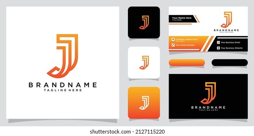 Alphabet letters Initials Monogram logo J or JJ with business card design