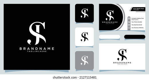 Alphabet letters Initials Monogram logo JS or SJ, J and S with business card design
