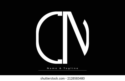 Letras alfabéticas Iniciales Monograma CN, NC