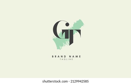 Alphabet letters Initials Monogram logo GT, TG, G and T