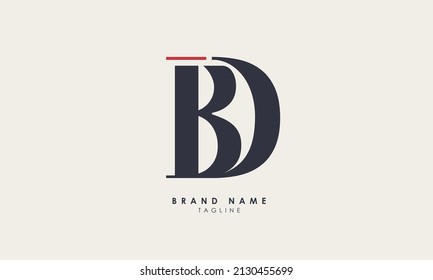 Alphabet letters Initials Monogram logo BD, DB, B and D