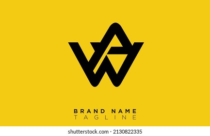 Letras alfabéticas Iniciales logotipo de monograma WA, AW, W y A