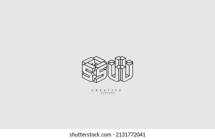 Alphabet letters Initials Monogram logo SU US