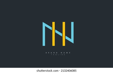 Alphabet letters Initials Monogram logo HN, NH, H and N
