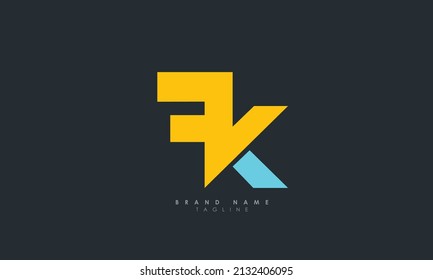 Alphabet letters Initials Monogram logo FK, KF, F and K