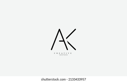 Alphabet letters Initial Monogram Logo AK KA A K