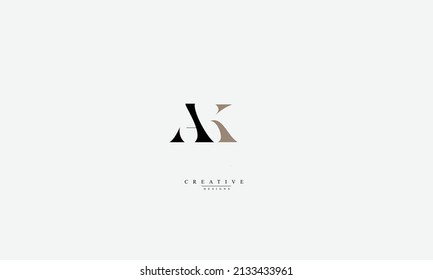 Letras alfabéticas Iniciales Monograma AK KA A K