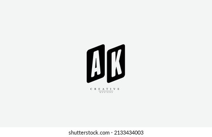 Letras alfabéticas Iniciales Monograma AK KA A K