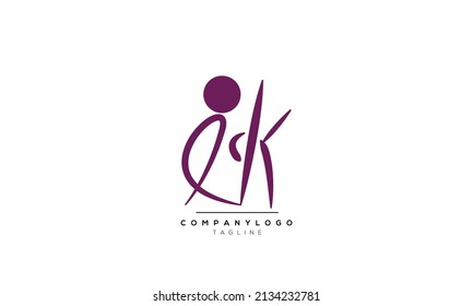Letras alfabéticas Iniciales Monograma KI, K INITIAL, I carta