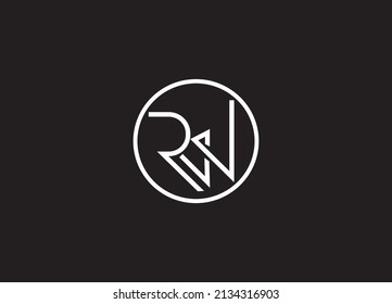 Letras alfabéticas Iniciales Logo Monograma RW, RW