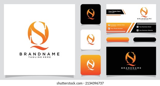 Alphabet letters Initials Monogram logo QS, QS initial, QS letter with business card design