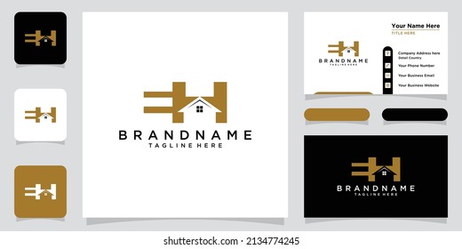 Alphabet letters Initials Monogram logo EH, HE, E and H with business card design