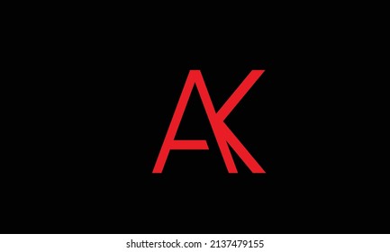Letras alfabéticas Iniciales Logotipo Monograma AK, KA, A y K