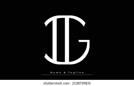 Alphabet letters Initial Monogram Logo IG, GI