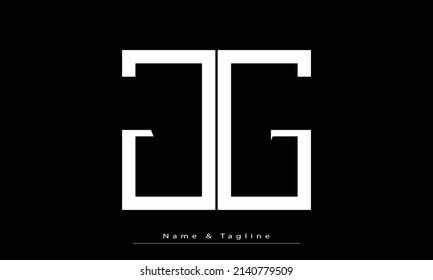 Letras alfabéticas Iniciales Monograma JG , GJ