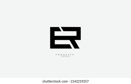 Letras alfabéticas Iniciales Monograma ER RE E R