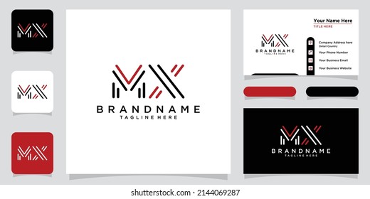 Alphabet letters Initials Monogram logo MX, XM, M and X with business card design