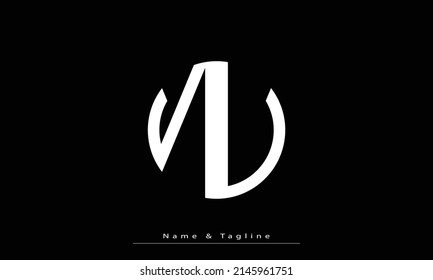 Alphabet letters Initials Monogram logo NU , UN