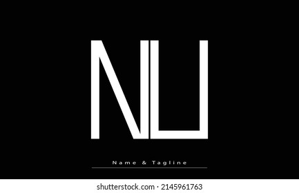 Alphabet letters Initials Monogram logo NU , UN