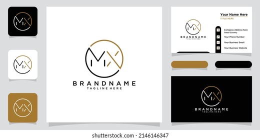 Alphabet letters Initials Monogram logo MX, XM, M and X with business card design