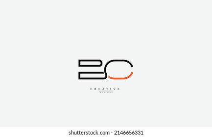 Letras alfabéticas Iniciales Monograma BC CB B C 