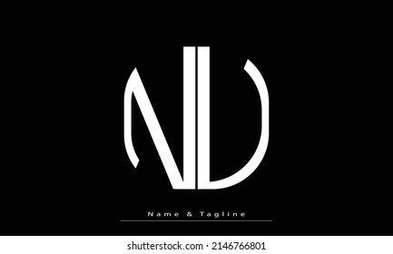 Alphabet letters Initials Monogram logo NU , UN