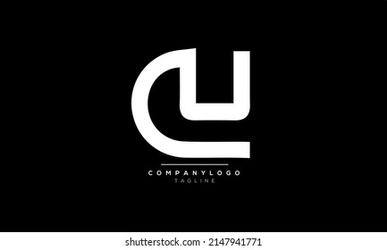 Letras alfabéticas Logo del monograma CU, CU INITIAL, letra de la CU