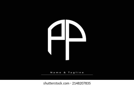 Letras alfabéticas Iniciales Monograma PP