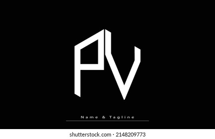 Letras alfabéticas Iniciales Monograma PV , VP