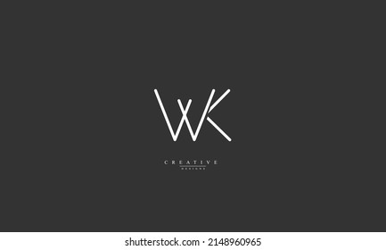 Letras alfabéticas Iniciales Monograma WK KW W K