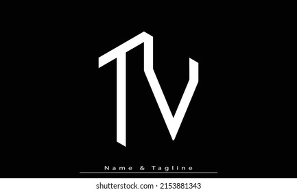 Letras alfabéticas Iniciales Monograma TV , VT