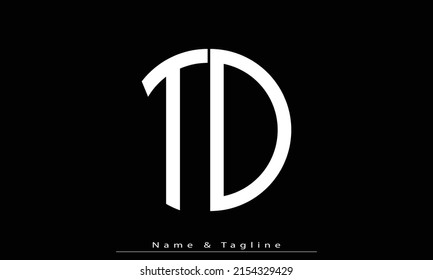 Letras alfabéticas Iniciales Monograma TD , DT