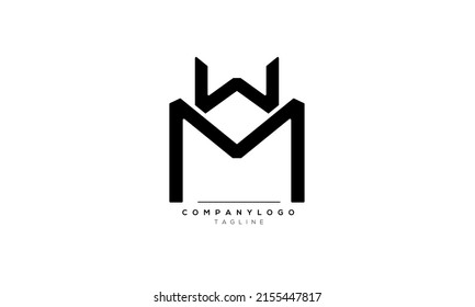 Alphabet letters Initials Monogram logo WM, WM INITIAL, WM letter