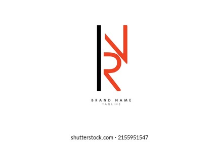 Alphabet letters Initials Monogram logo NR, RN, R and N