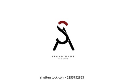Alphabet letters Initial Monogram Logo AS, SA, A und S
