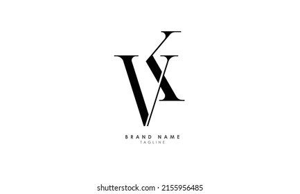 Alphabet letters Initials Monogram logo VK, KV, V and K