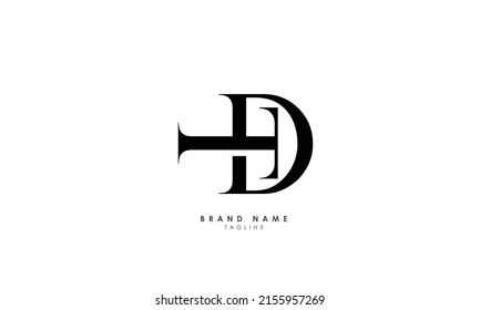 Letras alfabéticas Iniciales logotipo de monograma TD, DT, T y D