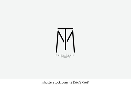Letras alfabéticas Iniciales Monograma TM MT T M